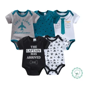 5pcs Baby Boy Short Sleeve Triangle Rompers