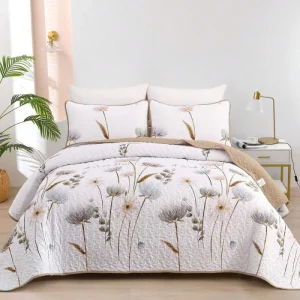 3 Pieces  Yellow Flower Quilt Set